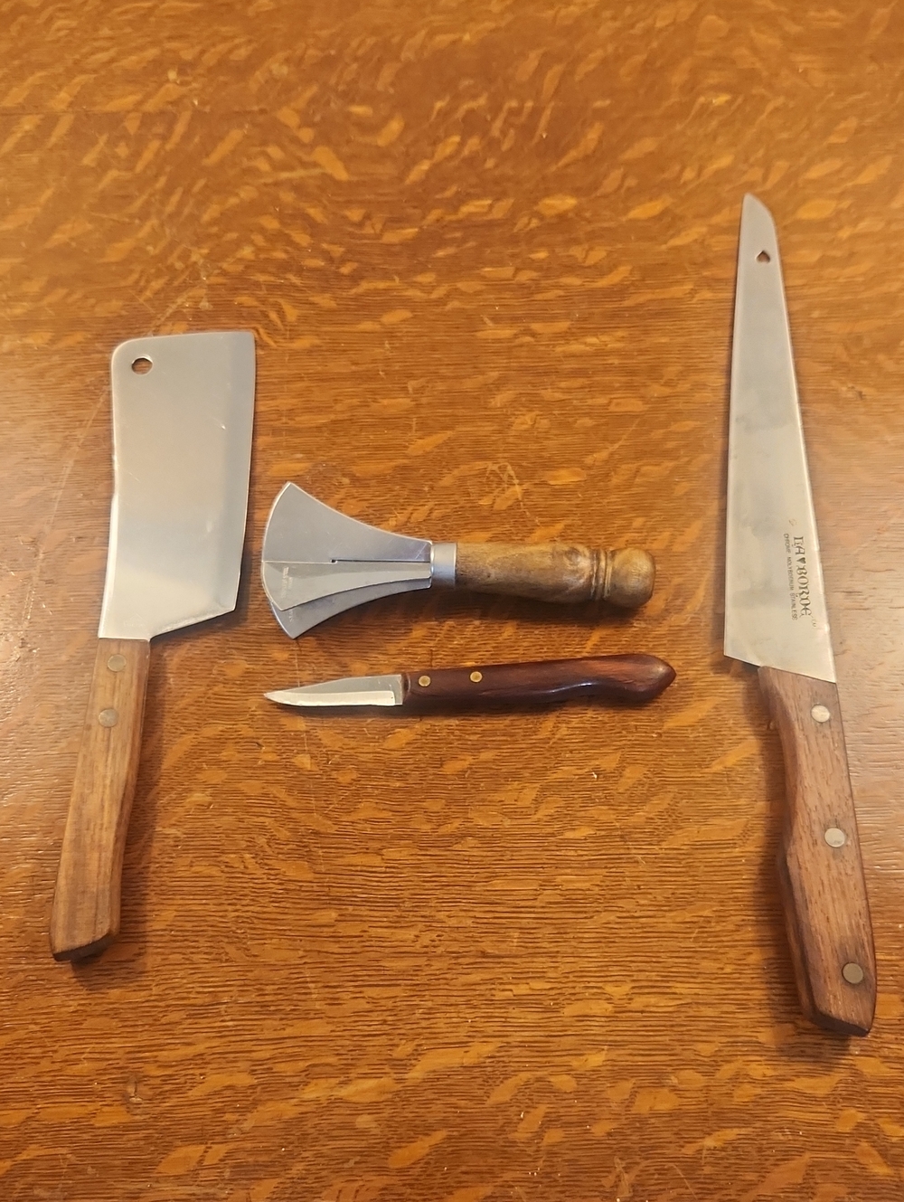 Vintage MCM 4-Piece Set Kitchen Knife, Cleaver, Paring Knife & Herb Chopper